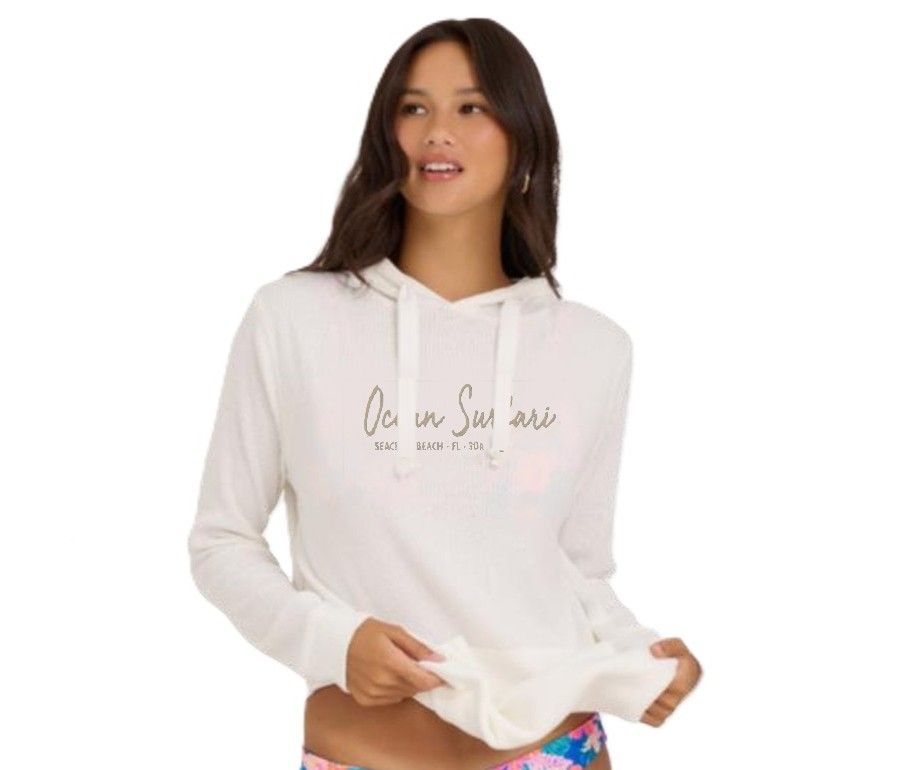 Ladies SCB Ribbed Hacci Hoodie - Warm White