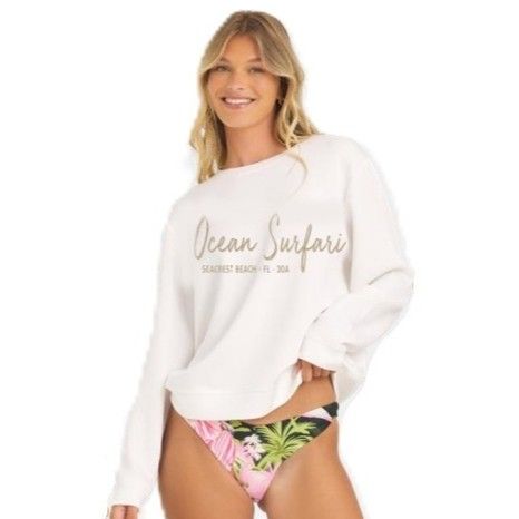 Ladies SCB Cloud Fleece Crewneck Bright Ivory