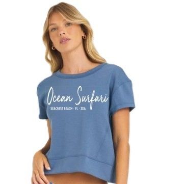 Ladies SCB Open Back Cloud Fleece Tee - Blue Jean