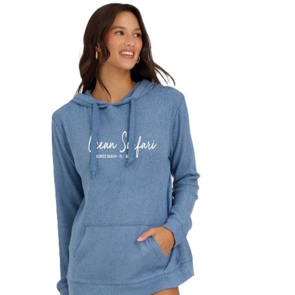 Ladies SCB Ribbed Hacci Hoodie - Bali Blue