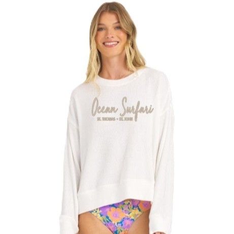 Ladies USVI Ribbed Hacci Crewneck Warm White