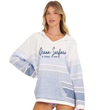 Ladies USVI Printed Ombre Baja Hoodie Blue Jean