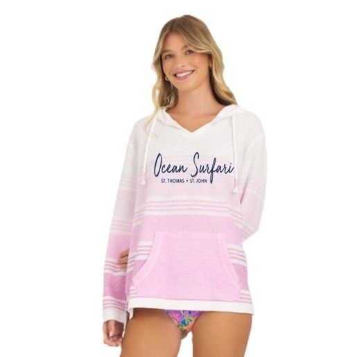 Ladies USVI Printed Ombre Baja Hoodie Sunset Pink