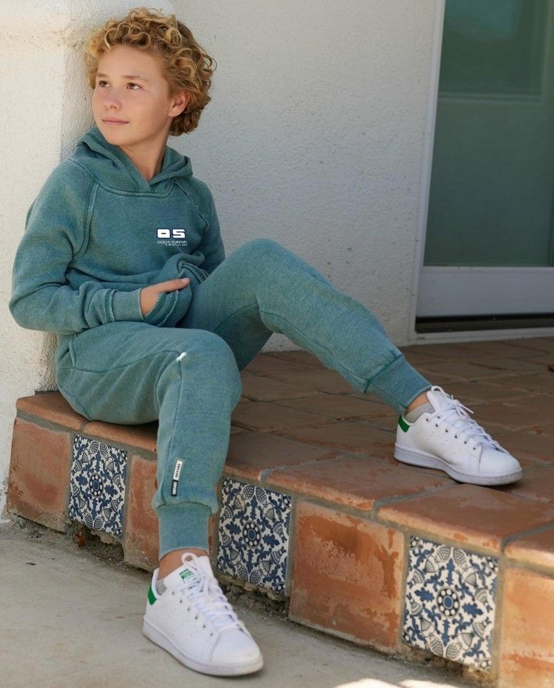 OS USVI Kids Burnout Pullover Hoodie - Dark Sage