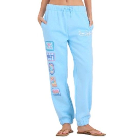 Ladies USVI Surf Wash Jogger w/Patches - Tropical Blue