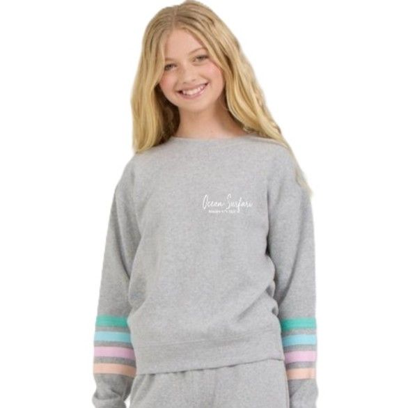 OS PCB Kids HTR Fleece Crew w/Twill Tape - Grey