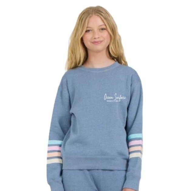 OS PCB Kids HTR Fleece Crew w/Twill Tape - Denim