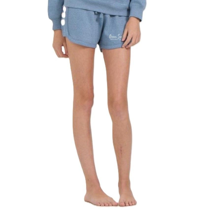 O/S SCB Kids HTR Fleece Shorts w/Twill Tape - Denim