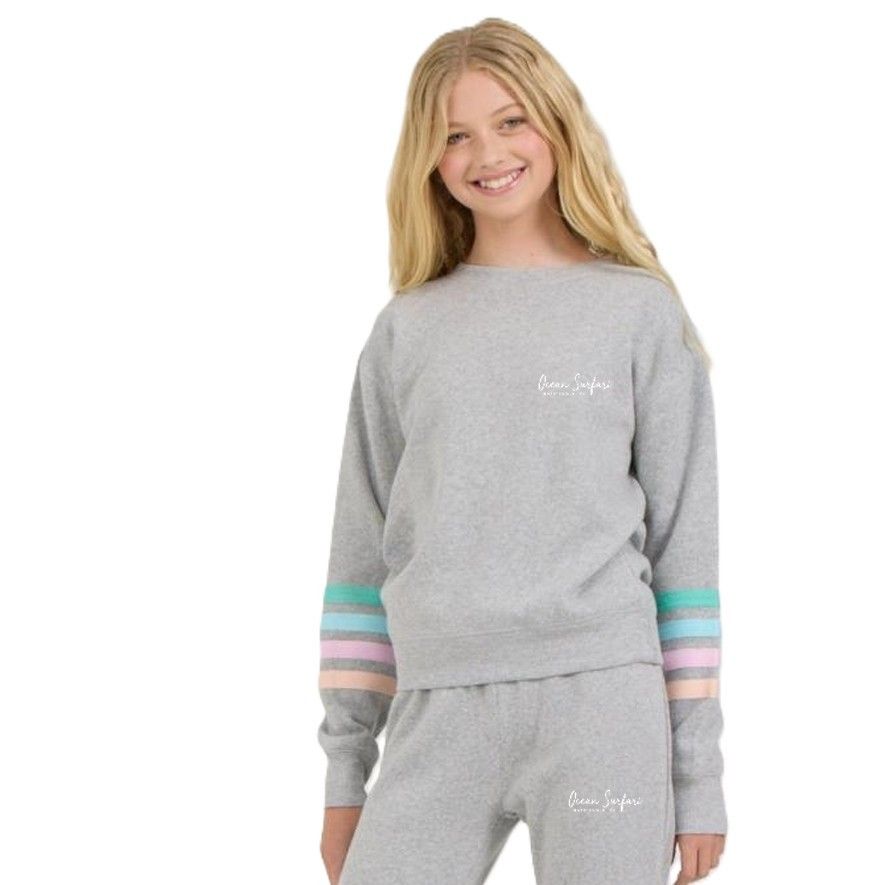 O/S SCB Kids HTR Fleece Crew w/Twill Tape - Grey