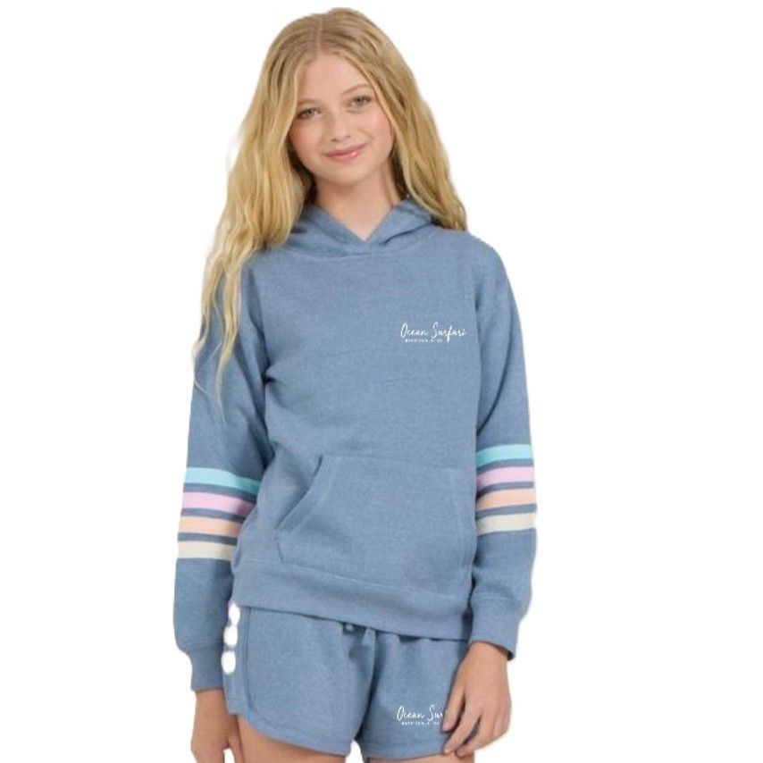 O/S SCB Kids HTR Fleece Hoodie w/Twill Tape  - Denim