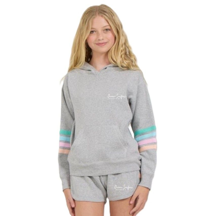 O/S SCB Kids HTR Fleece Hoodie w/Twill Tape  - Grey
