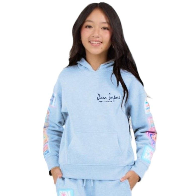 O/S SCB Kids Surf Wash Hoodie w/Patches - Tropical Blue