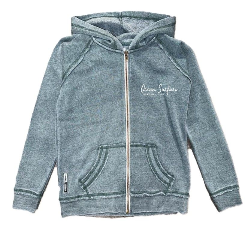 O/S SCB Kids Burnout F/Z Hoodie - Dark Sage