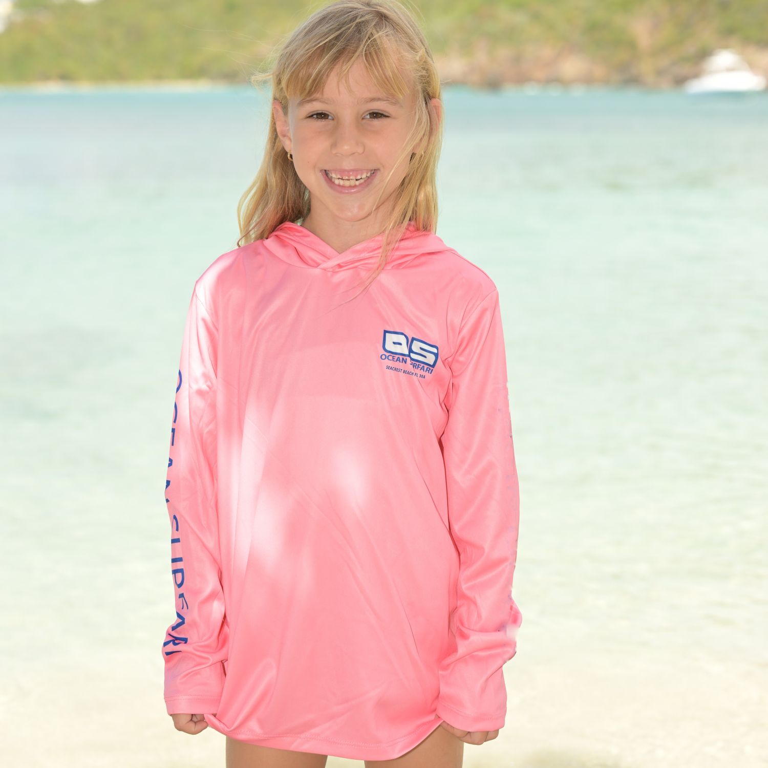 OS SCB SPF 50+ Perf Youth Hoodie Light Pink SB