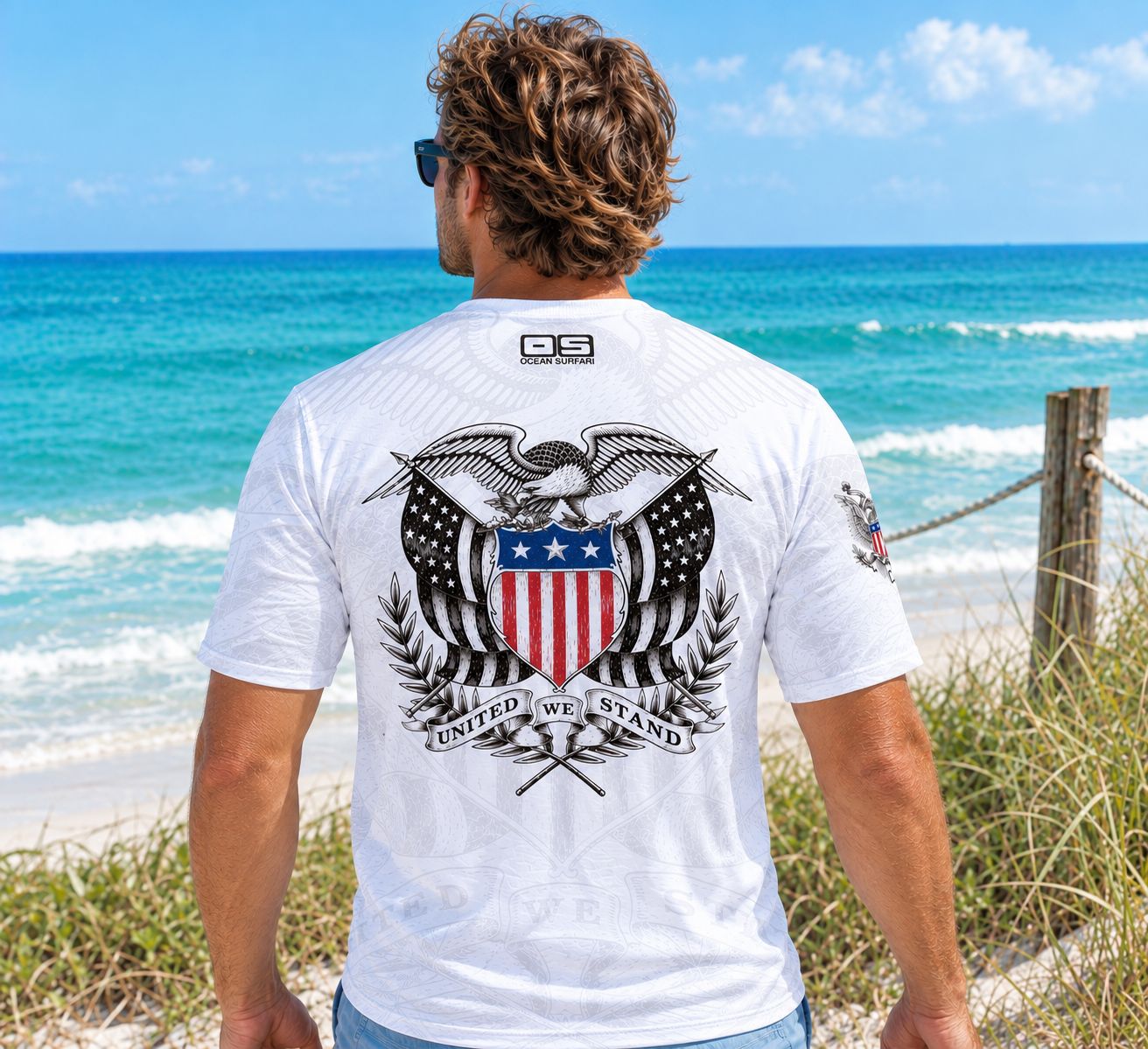 OS SCB SPF 50+ Perf Men's SS Eagle - White SB