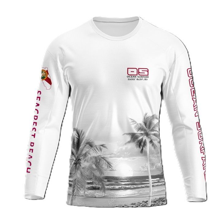 OS SPF 50+ Perf Men's LS SCB FL Flag - White