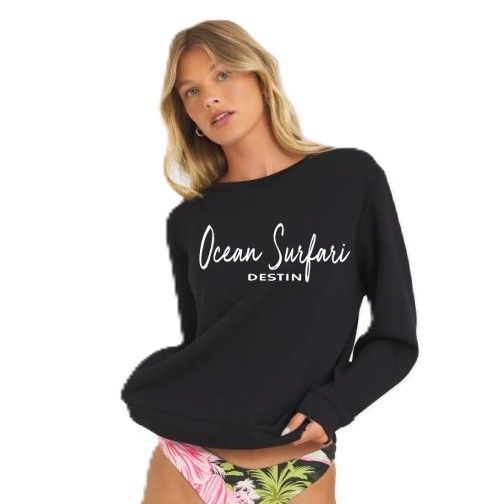 Ladies Destin Cloud Fleece Crewneck Black