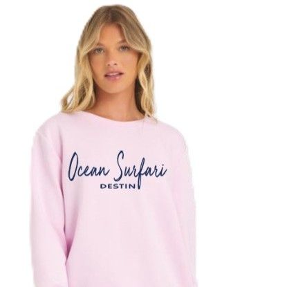 Ladies Destin Cloud Fleece Crewneck Paradise Pink