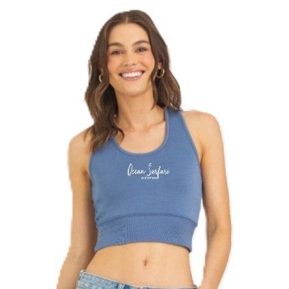 Ladies Destin Cloud Fleece Racer Tank Blue Jean