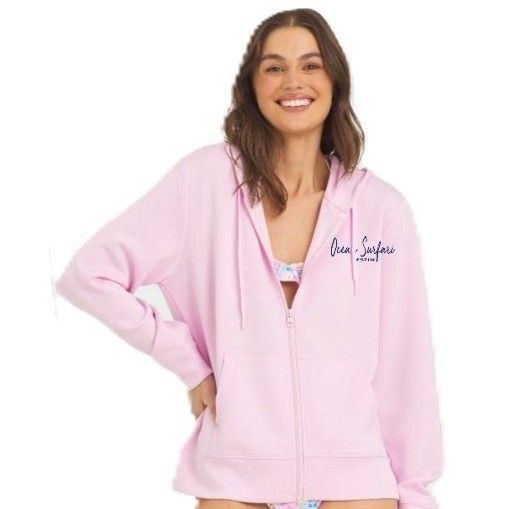 Ladies Destin Cloud Fleece Full Zip Paradise Pink
