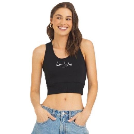 Ladies Destin Cloud Fleece Racer Tank Black