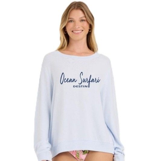 Ladies Destin Hacci Crewneck Bayside Blue