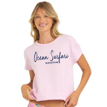 Ladies Destin Open Back Cloud Fleece Tee - Paradise Pink