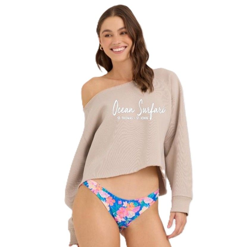 Ladies USVI Essential Fleece Off Shoulder - Moon