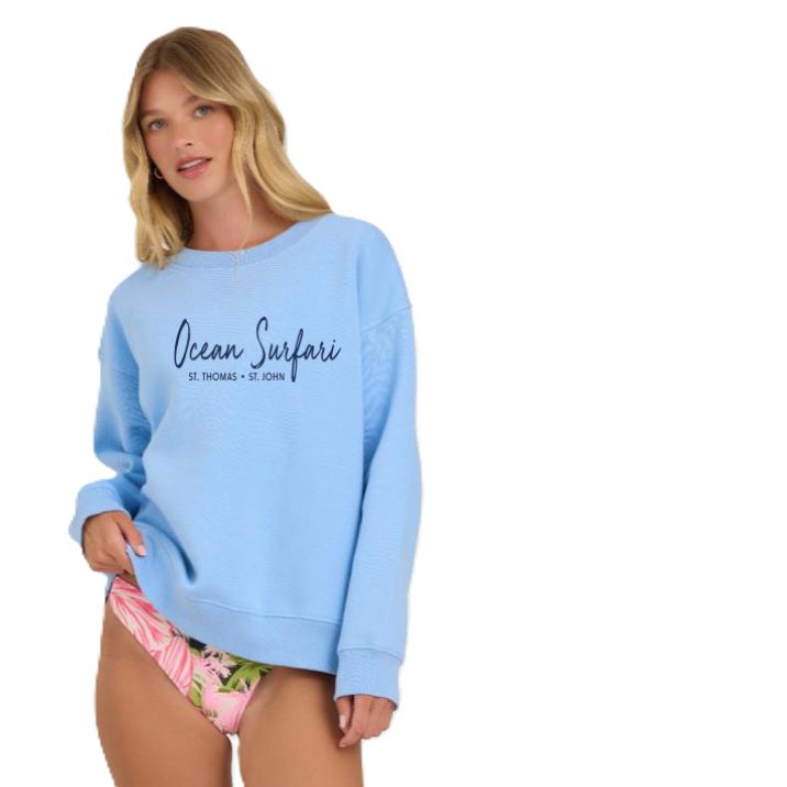 Ladies USVI Essential Fleece Crewneck - Blue Cloud
