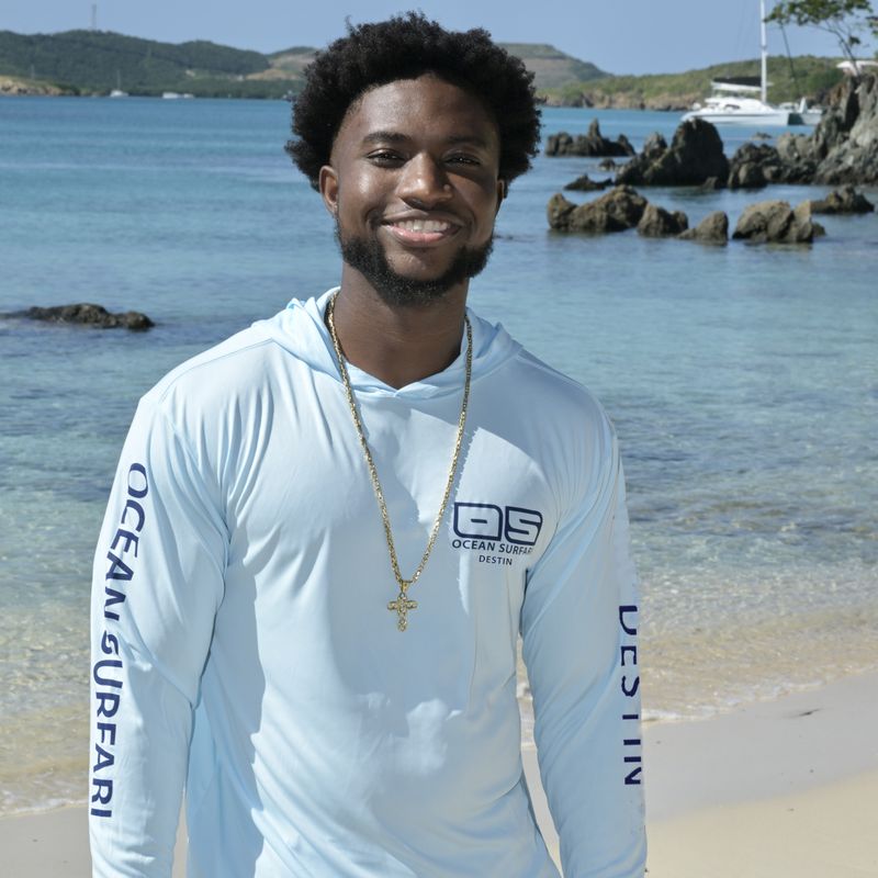 O/S DESTIN SPF 50+ Perf Men's Hoodie Ice Blue