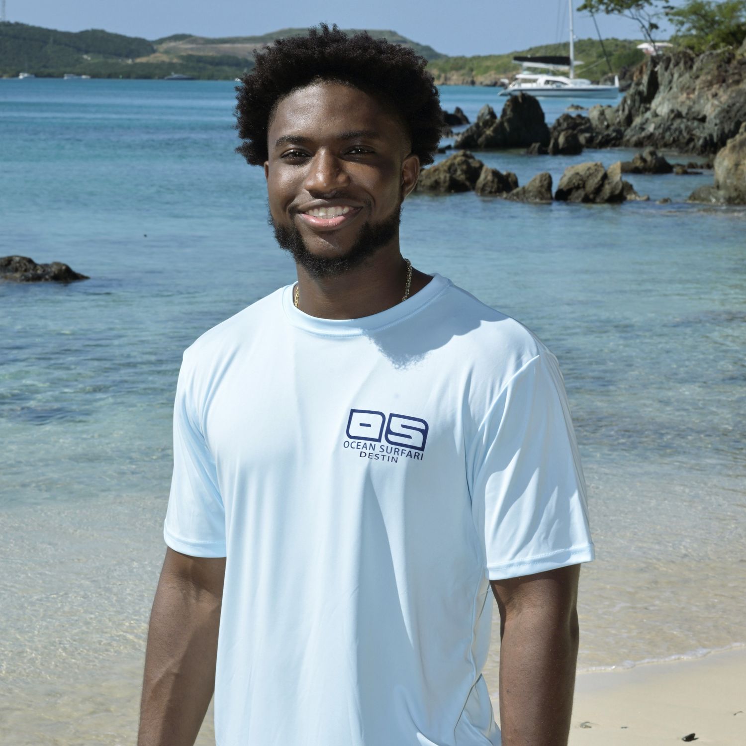 O/S DESTIN SPF 50+ Perf Men's SS Ice Blue