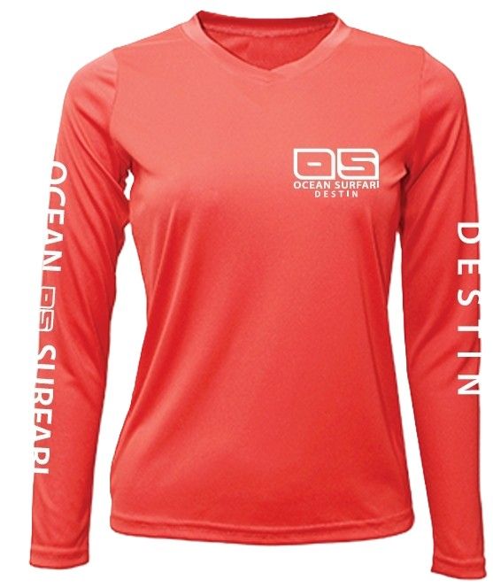 O/S DESTIN SPF 50+ Perf Lad LS Coral