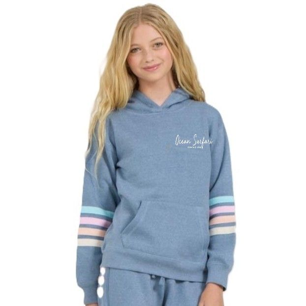 O/S DESTIN Kids HTR Fleece Hoodie w/Twill Tape  - Denim