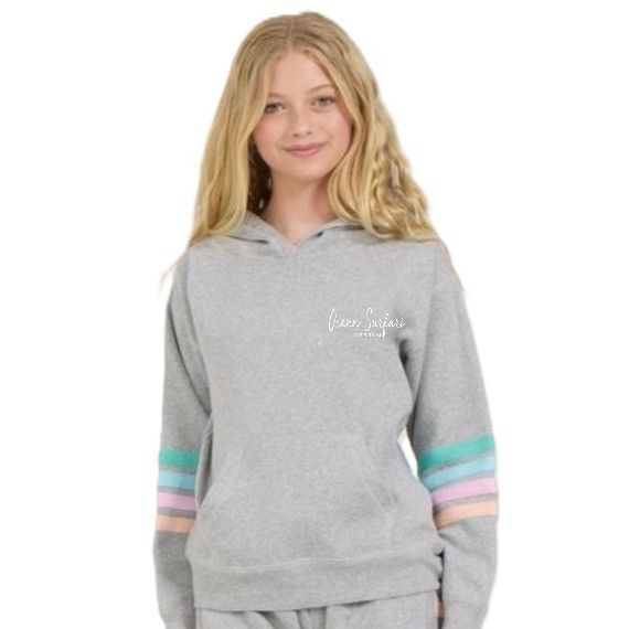 O/S DESTIN Kids HTR Fleece Hoodie w/Twill Tape  - Grey