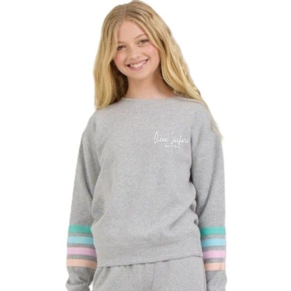 O/S DESTIN Kids HTR Fleece Crew w/Twill Tape - Grey