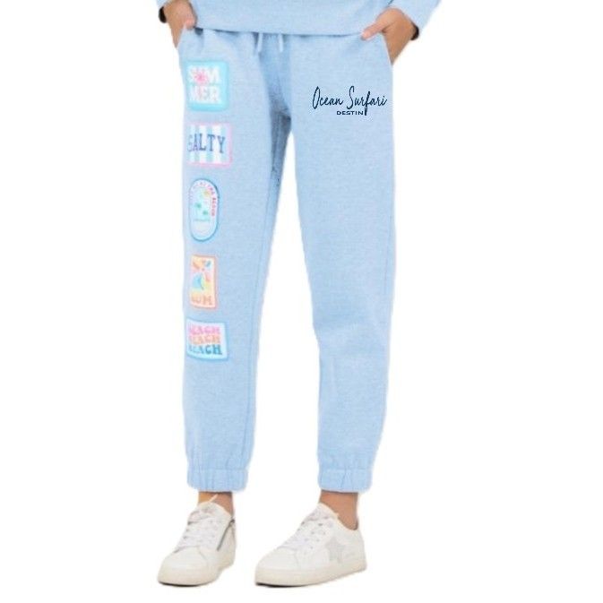 O/S DESTIN Kids Surf Wash Jogger w/Patches - Tropical Blue