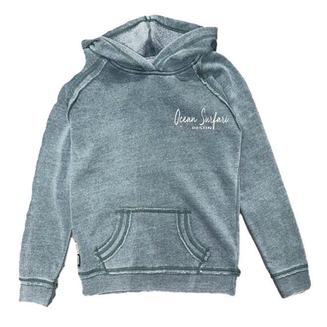 O/S DESTIN Kids Burnout Pullover Hoodie - Dark Sage