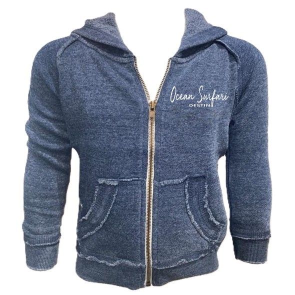 O/S DESTIN Kids Burnout F/Z Hoodie - Deep Navy