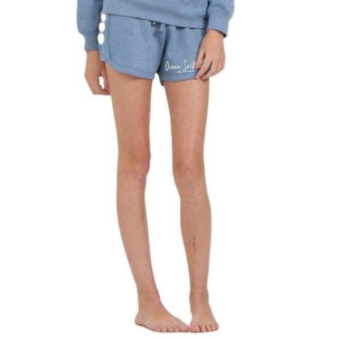 O/S DESTIN Kids HTR Fleece Shorts w/Twill Tape - Denim