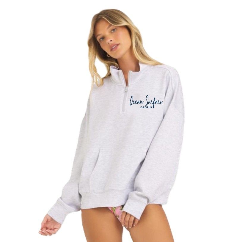 Ladies Destin Cloud Fleece 1/4 Zip Spring Grey