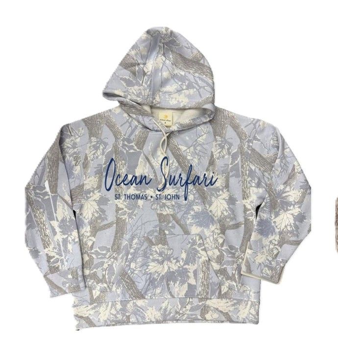 Ladies USVI Fleece Camo P/O Hoodie Soft Blue