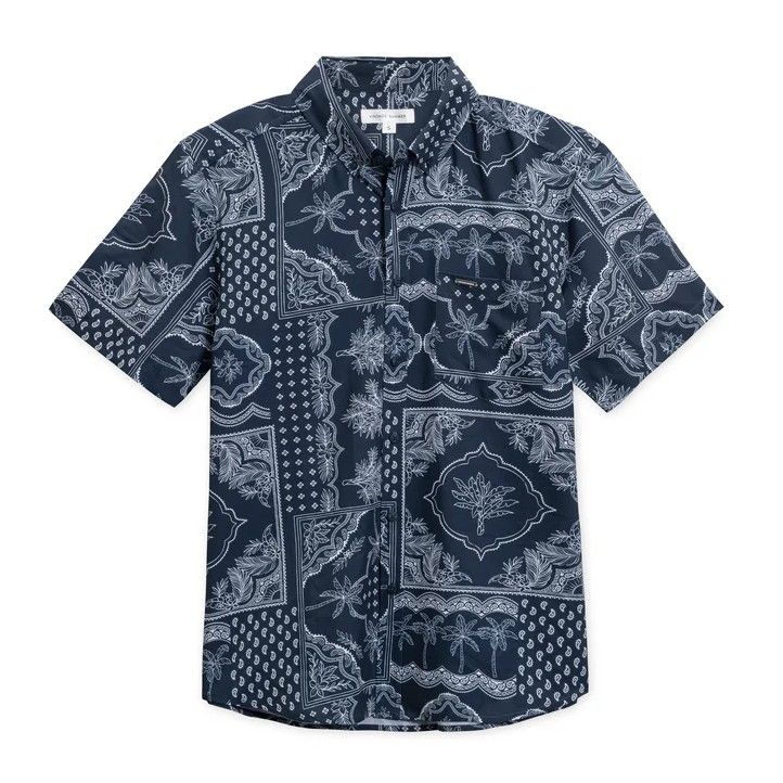 Men's Navy Palm Bandana Buttondown Shirt