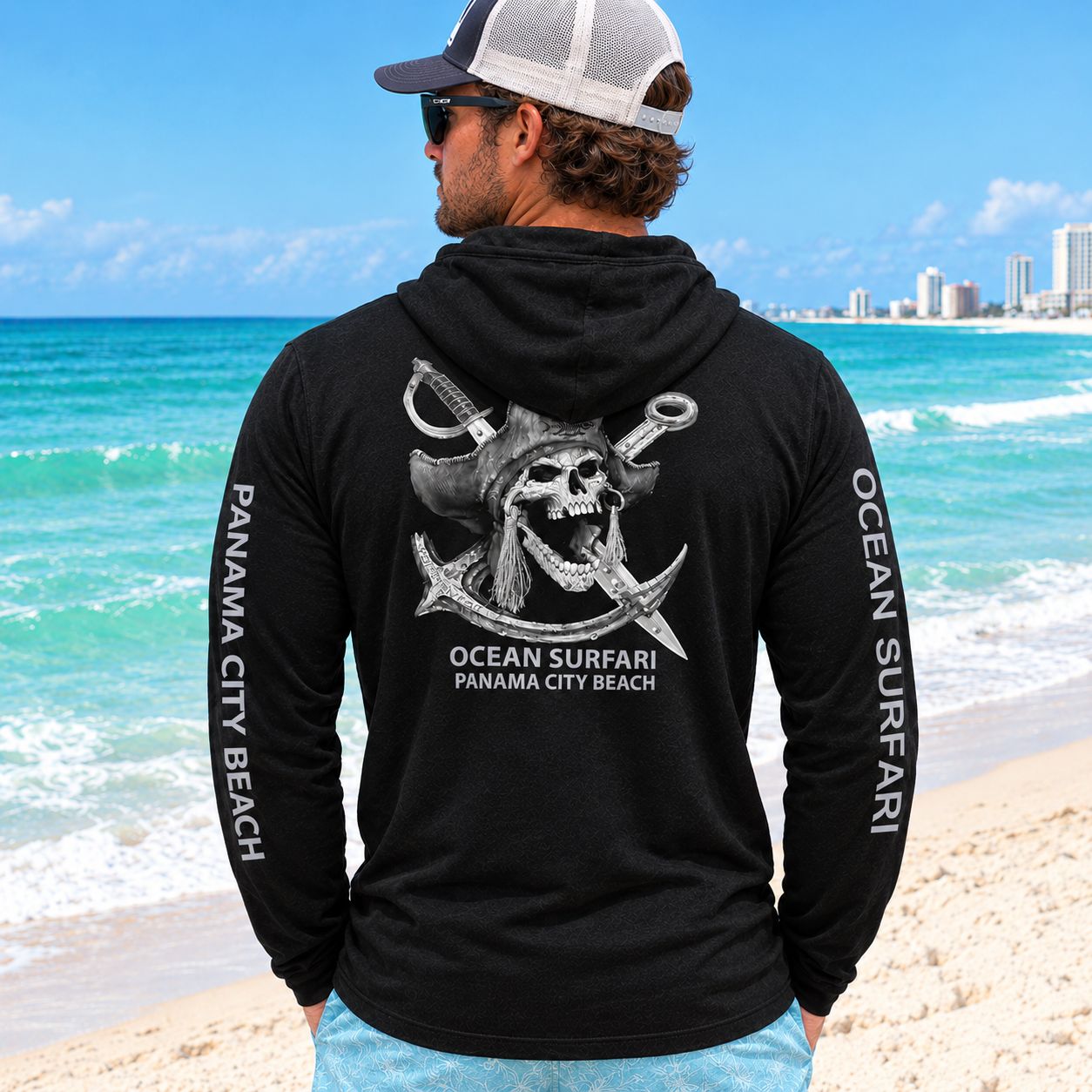 OS PCB SPF 50+ Perf Men's Hoodie Barnacle Bill BLK
