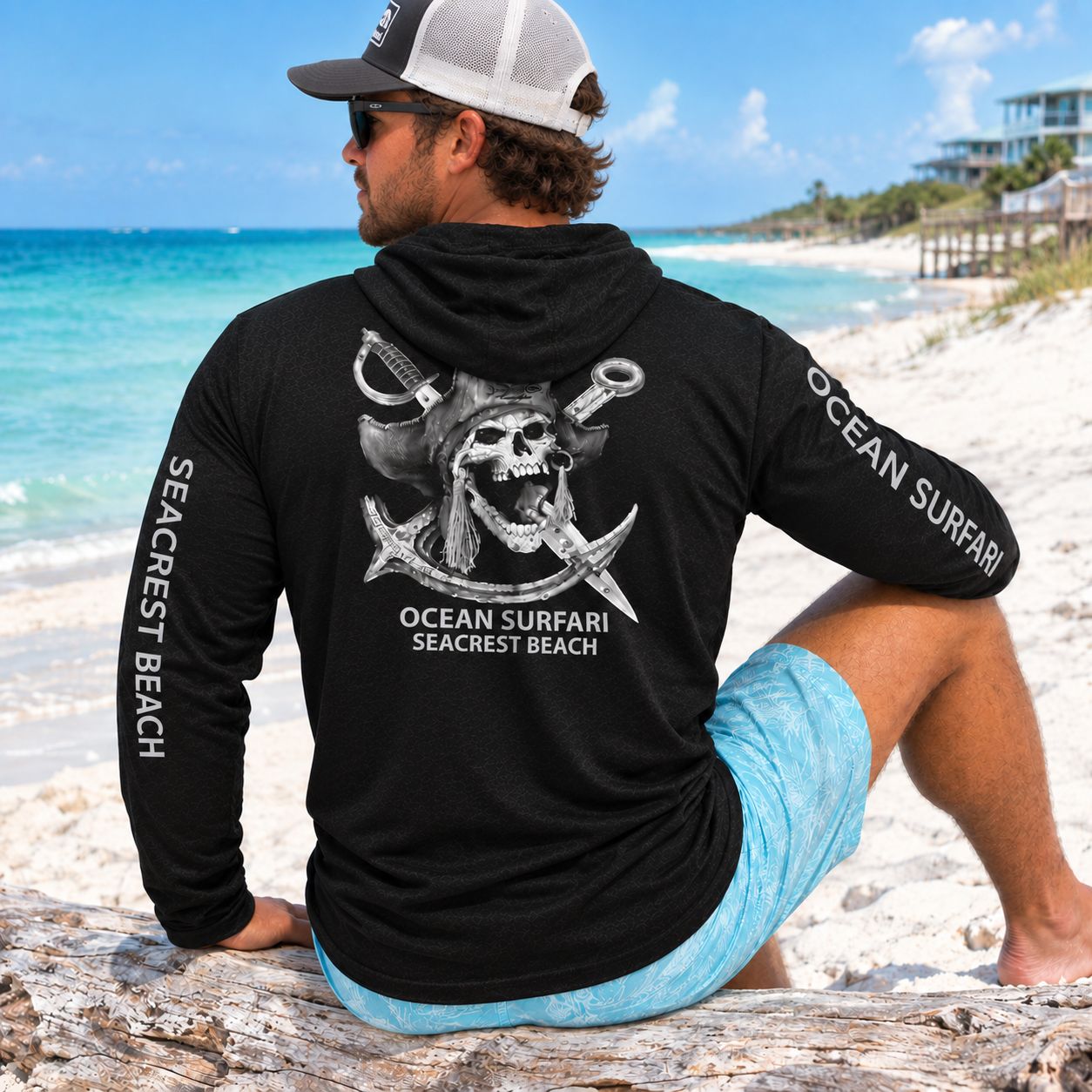 OS SCB SPF 50+ Perf Men's Hoodie Barnacle Bill BLK