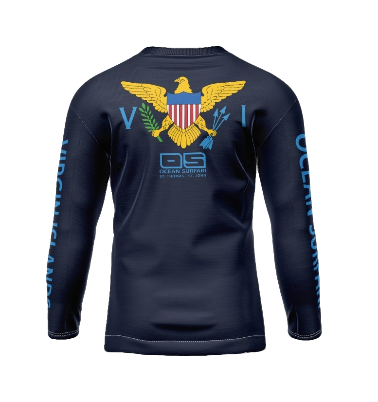 OS USVI SPF 50+ Perf Men's LS Flag Navy SB