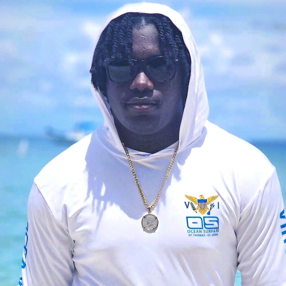 OS USVI SPF 50+ Perf Men's Hoodie Flag White SB
