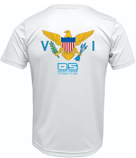 OS USVI SPF 50+ Perf Men's SS Flag White SB