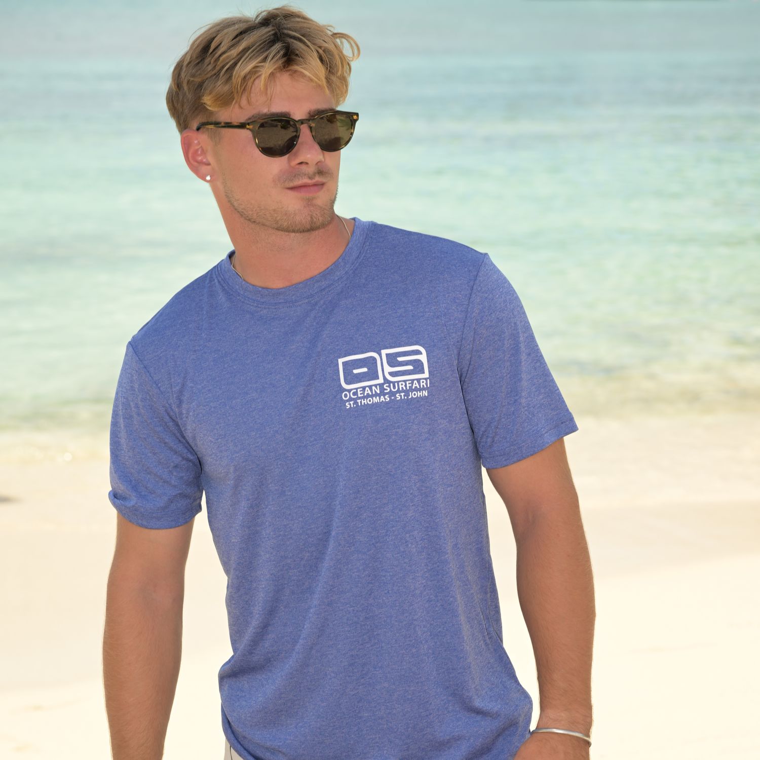 OS USVI SPF 50+ Perf Men's SS HTR Royal SB