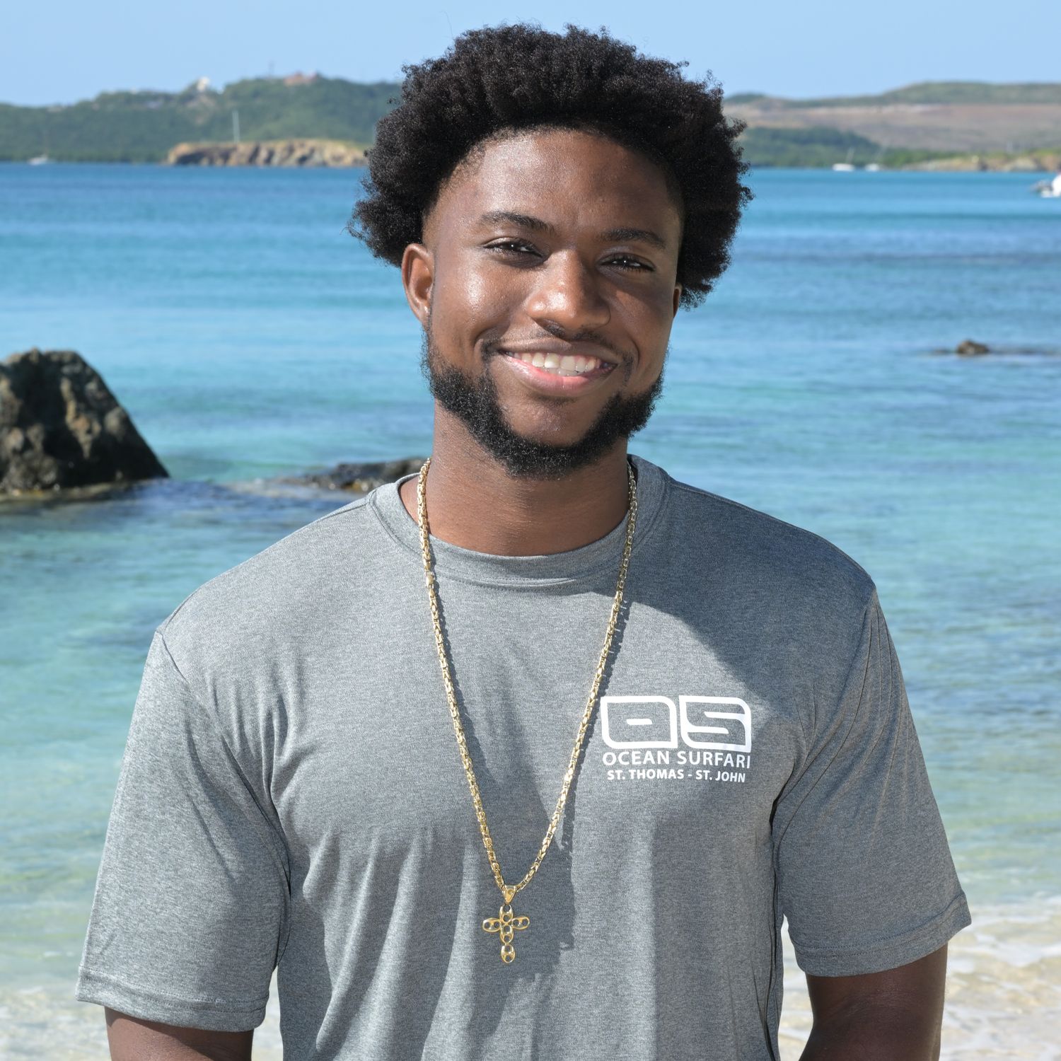 OS USVI SPF 50+ Perf Men's SS HTR Black SB