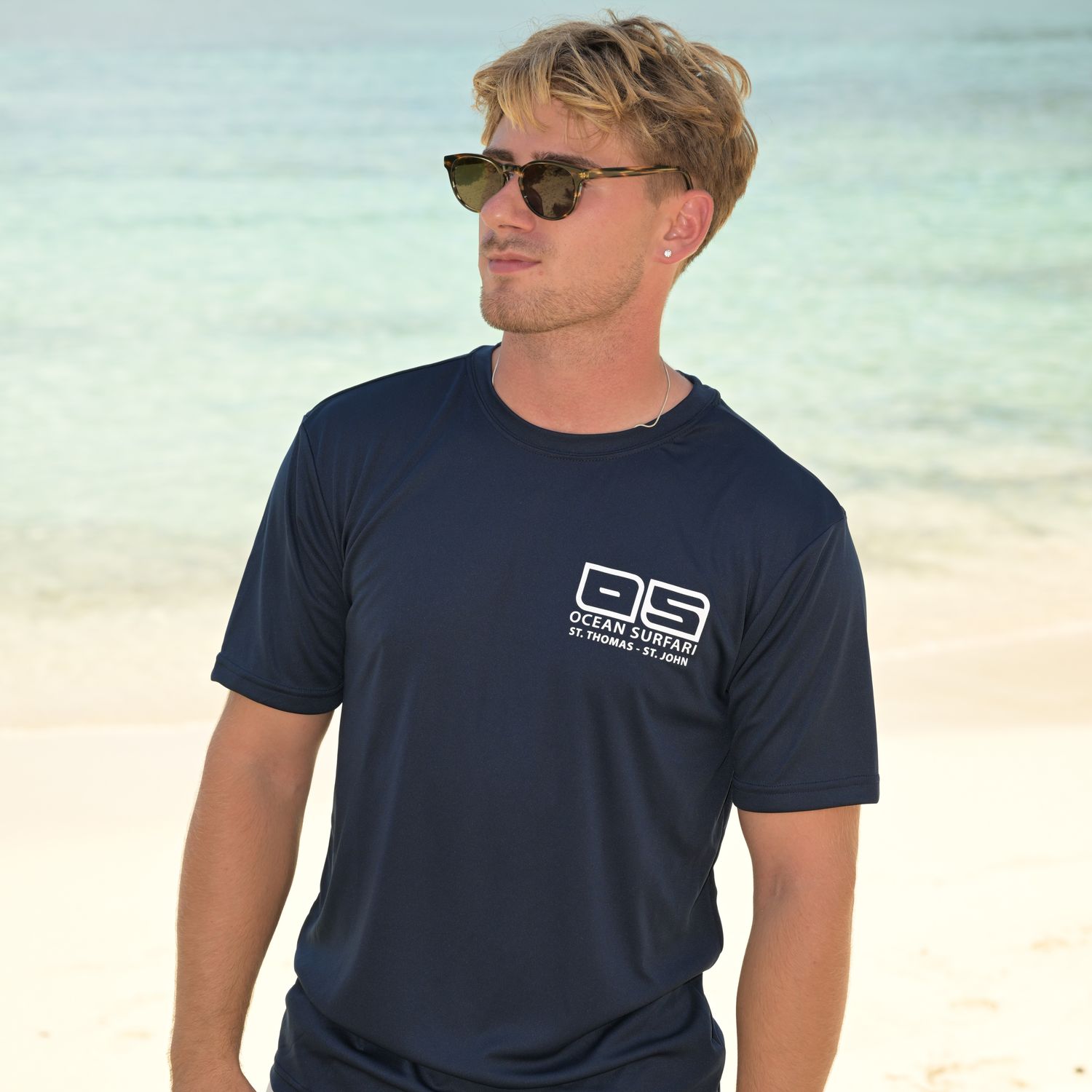 OS USVI SPF 50+ Perf Men's SS Navy SB